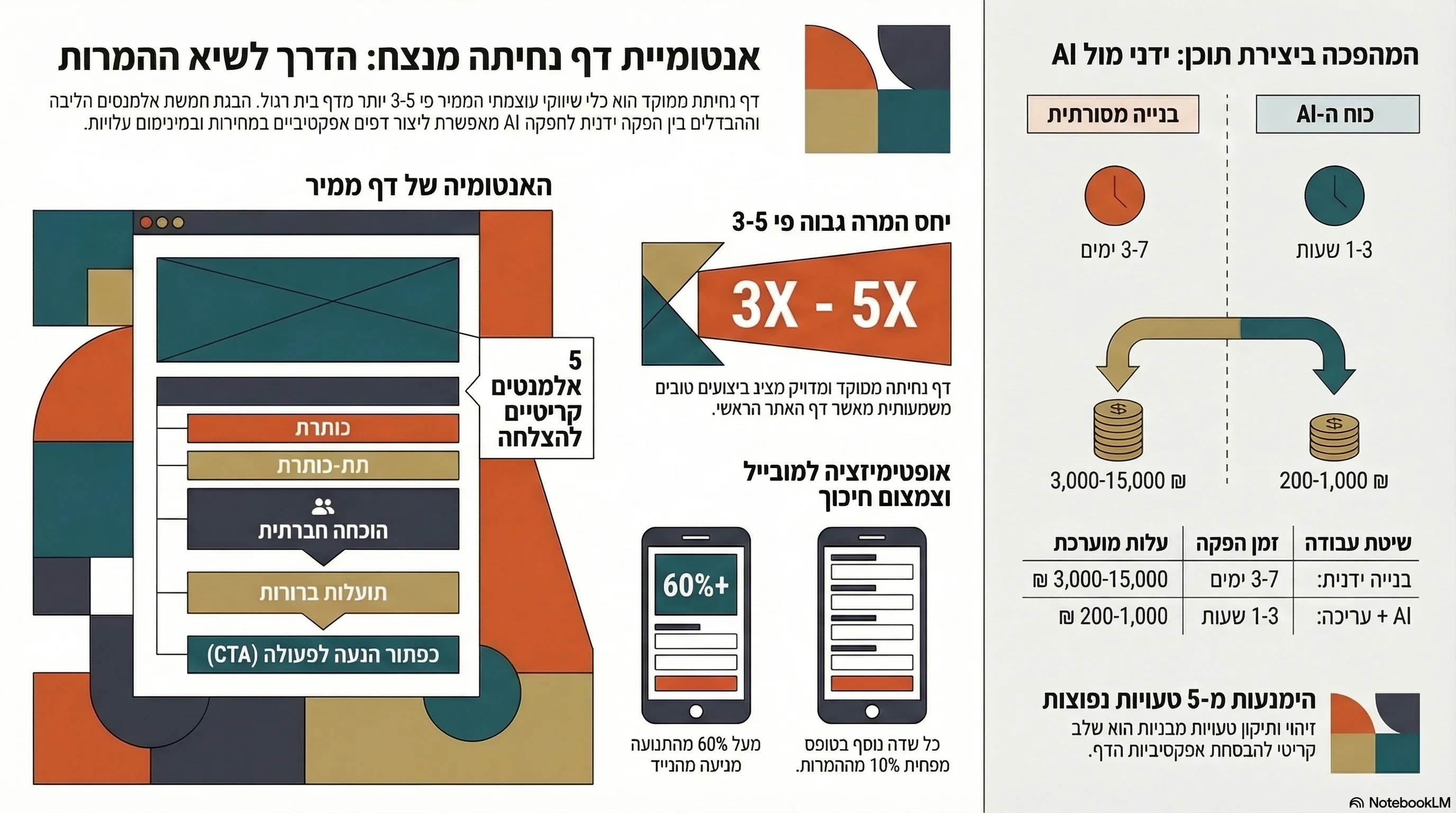 אינפוגרפיקה: אנטומיית דף נחיתה מנצח, 5 אלמנטים קריטיים ופי 3-5 המרות