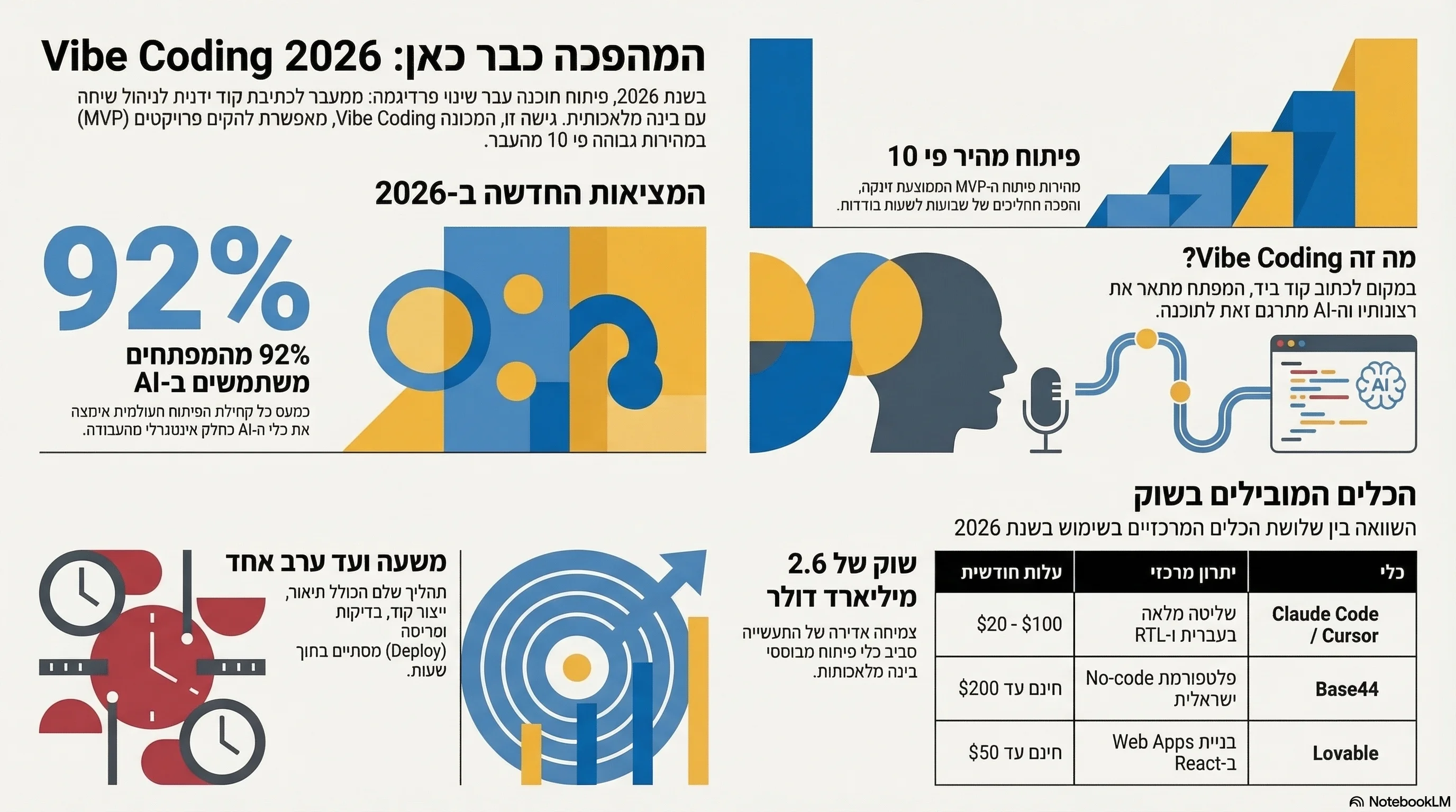 ืืื ืคืืืจืคืืงื: Vibe Coding 2026, 92% ืืคืชืืื ืืฉืชืืฉืื ื-AI, ืคื 10 ืืืืจืืช